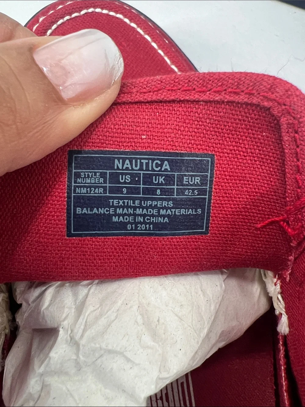Nautica Men’s Red Canvas Slip-On Boat Shoes